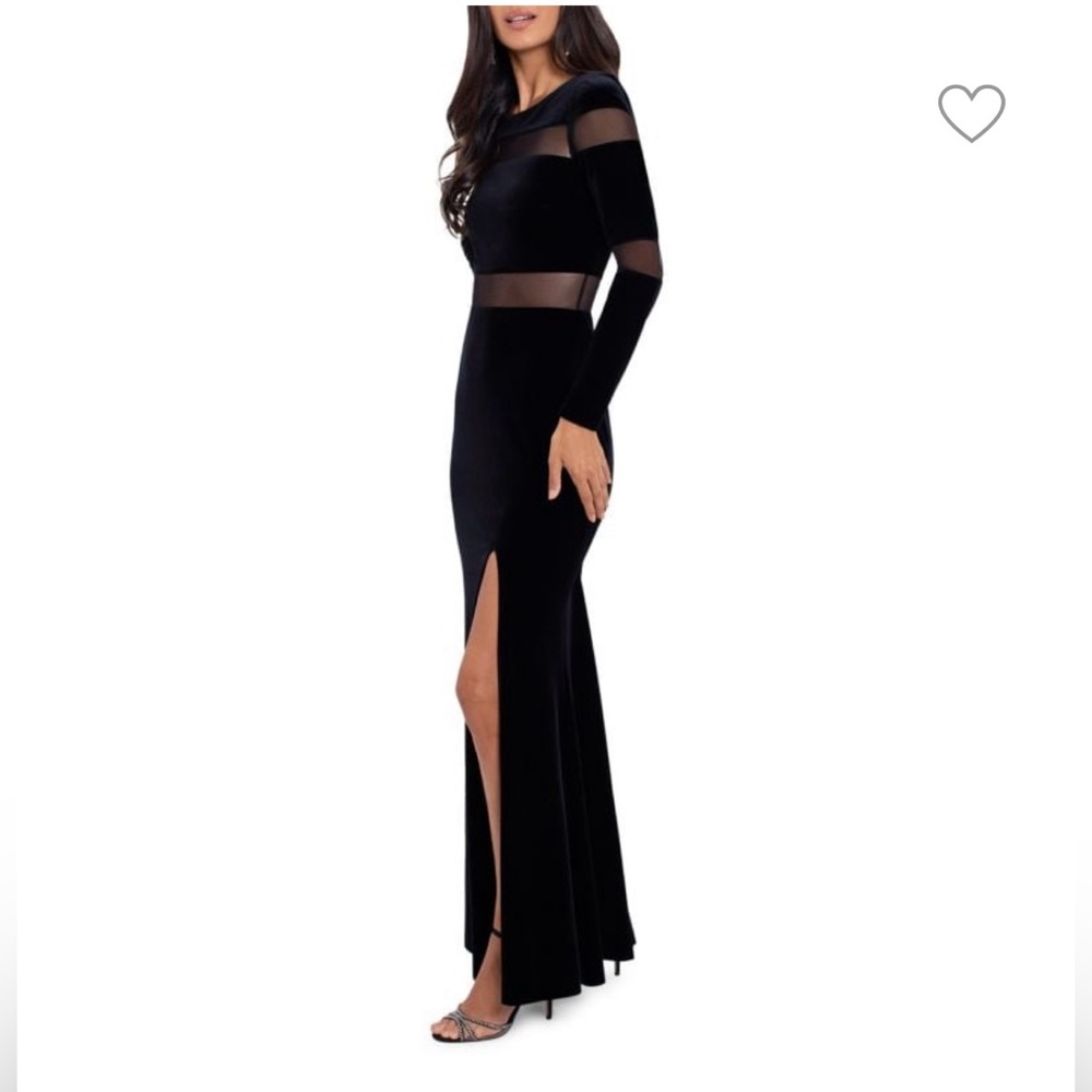 BETSY & ADAM Illusion Velvet Sheath Gown size 4